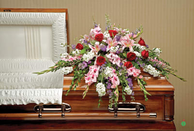 Perfect Pink and Red Casket Spray